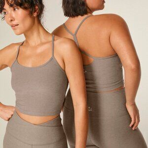 Beyond Yoga Spacedye Slim Racerback Cropped Tank in Birch Heather